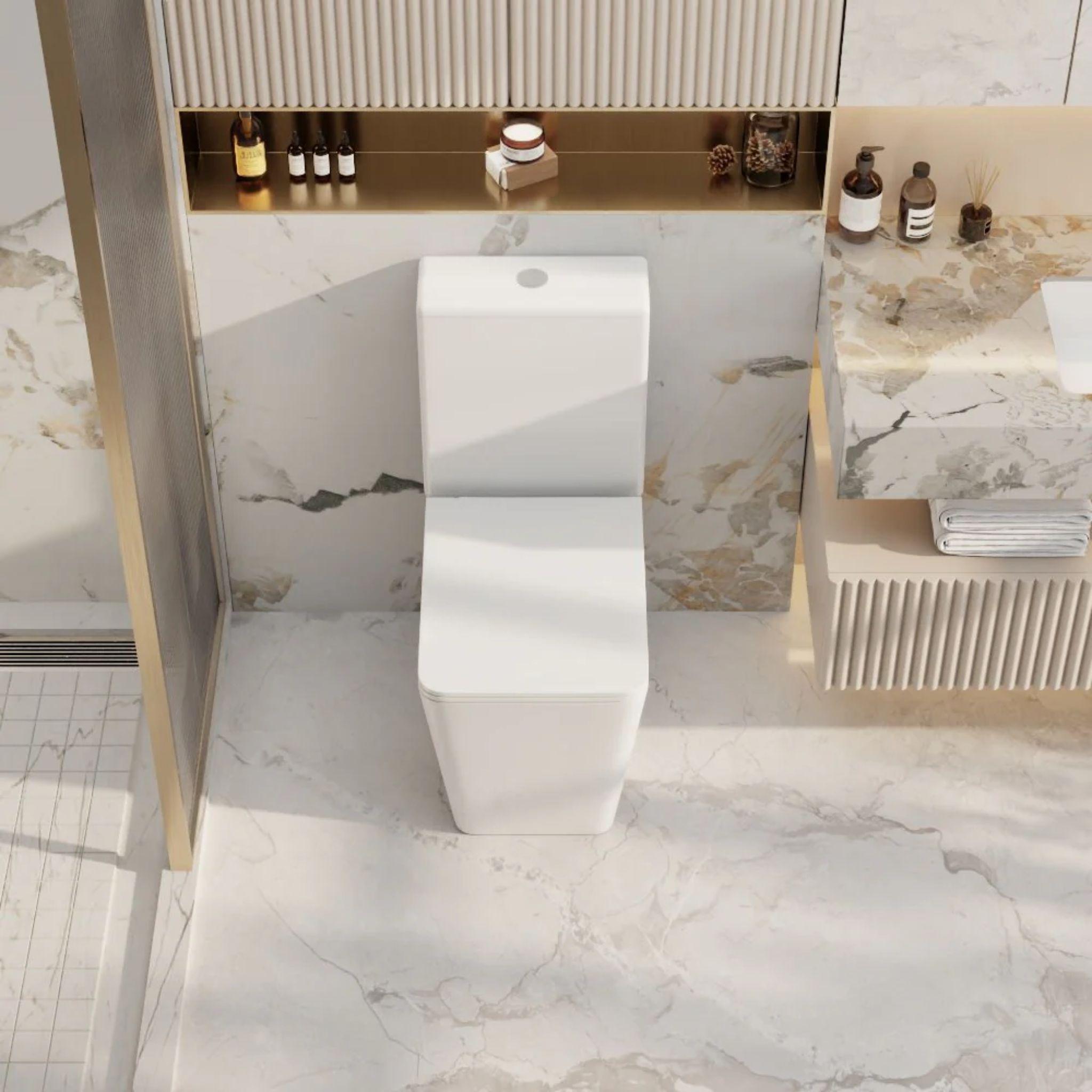 MERCIO ENOX RIMLESS BACK TO WALL TOILET SUITE GLOSS WHITE