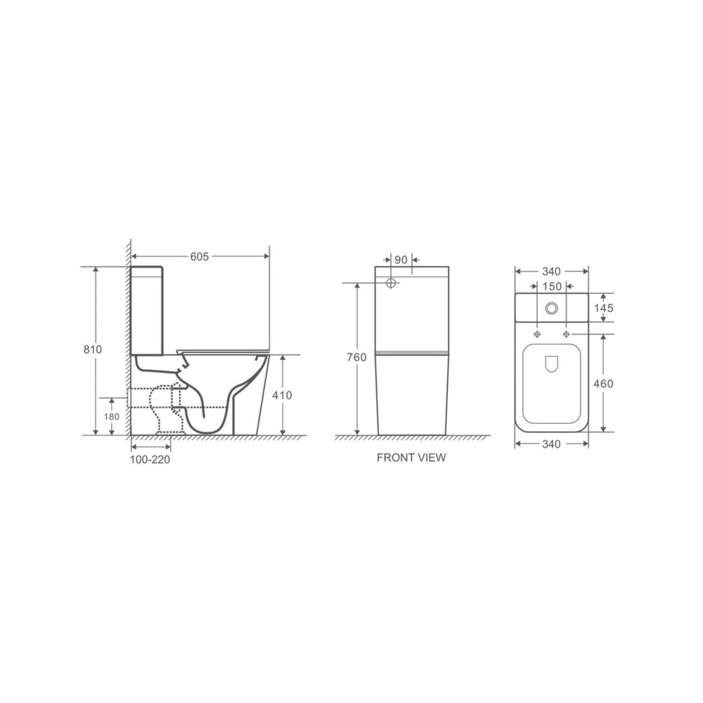 MERCIO ENOX RIMLESS BACK TO WALL TOILET SUITE GLOSS WHITE