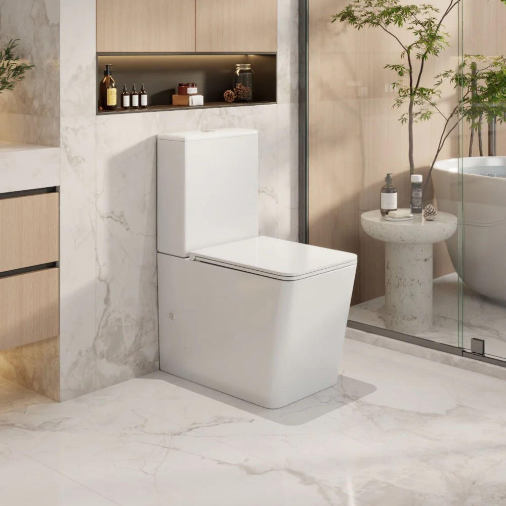 MERCIO ENOX RIMLESS BACK TO WALL TOILET SUITE GLOSS WHITE