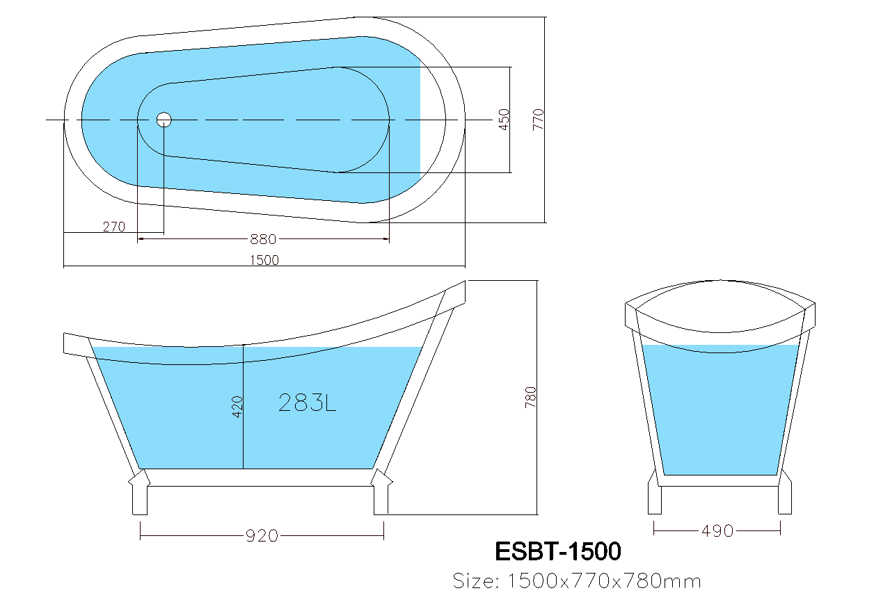 POSEIDON ESPADA CLAW FOOT BATHTUB GLOSS WHITE (AVAILABLE IN 1500MM AND 1680MM)