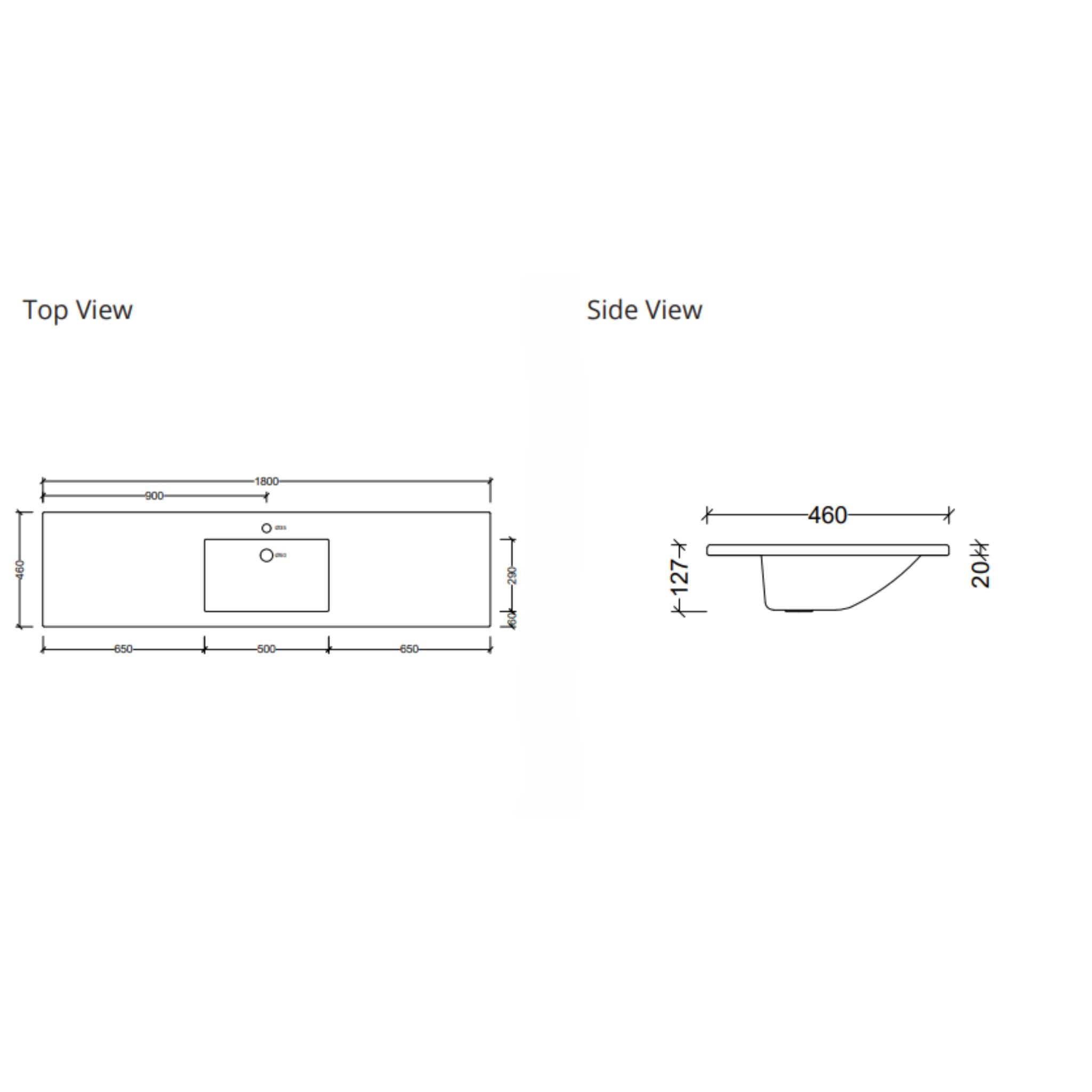 DUROCLASS ESSENTIAL GLOSS WHITE SINGLE BOWL UNDERMOUNT VANITY TOP (MULTIPLE SIZES AVAILABLE)