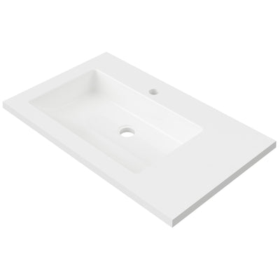 DUROCLASS ESSENTIAL GLOSS WHITE OFFSET SINGLE BOWL UNDERMOUNT VANITY TOP (MULTIPLE SIZES AVAILABLE)