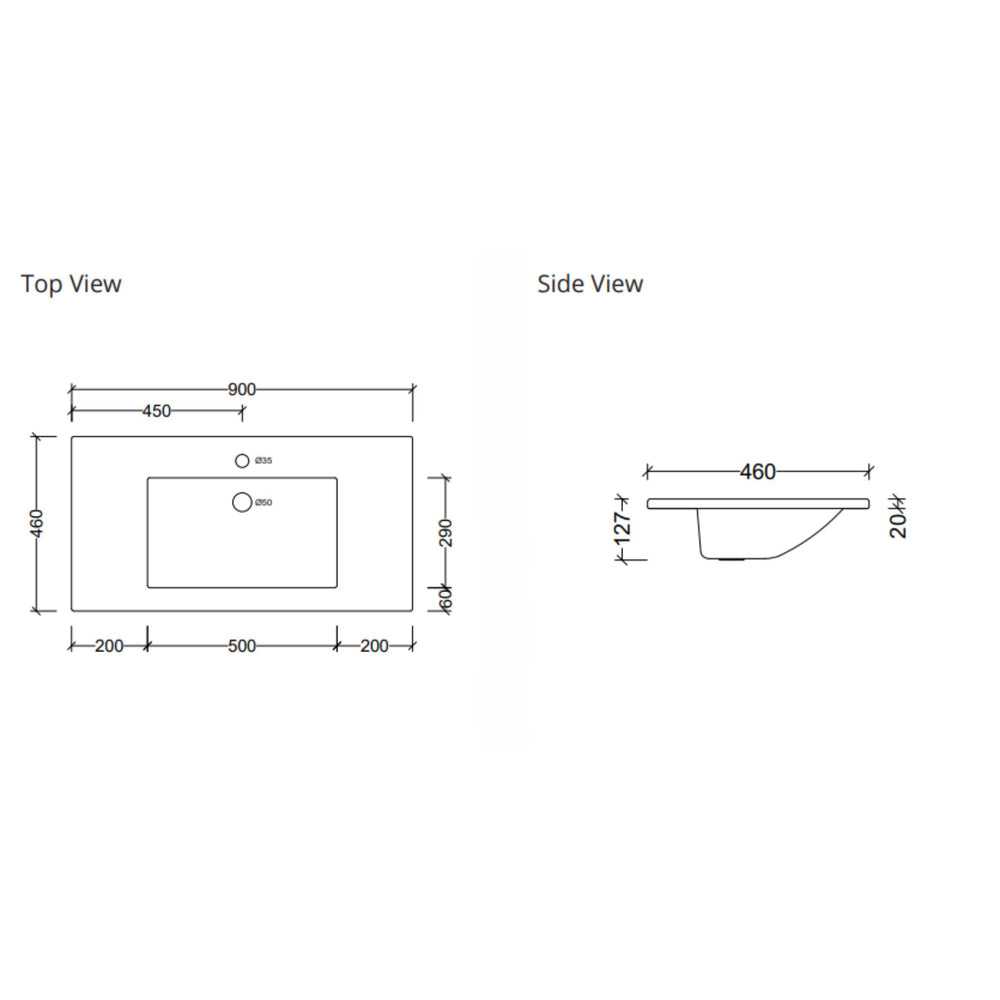 DUROCLASS ESSENTIAL GLOSS WHITE SINGLE BOWL UNDERMOUNT VANITY TOP (MULTIPLE SIZES AVAILABLE)