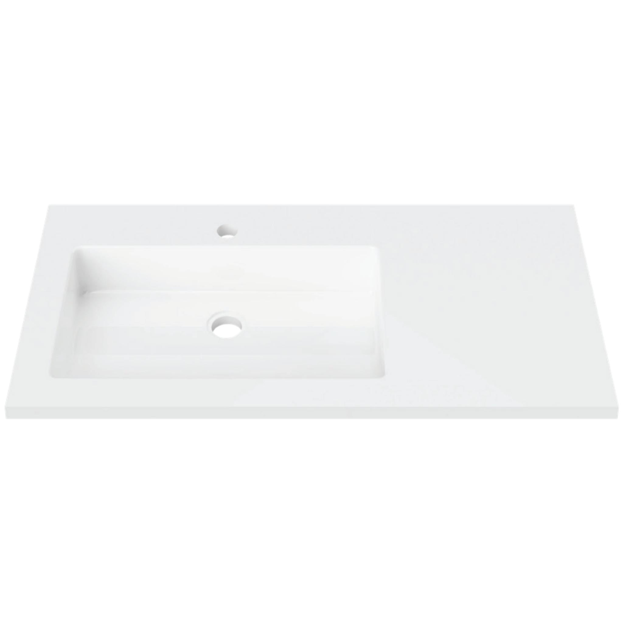 DUROCLASS ESSENTIAL GLOSS WHITE OFFSET SINGLE BOWL UNDERMOUNT VANITY TOP (MULTIPLE SIZES AVAILABLE)