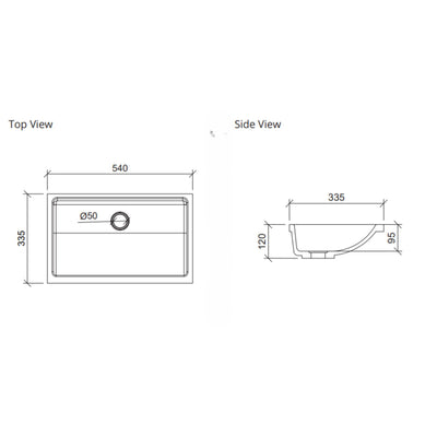DUROCLASS ESSENTIAL UNDERMOUNT BASIN GLOSS WHITE 540MM