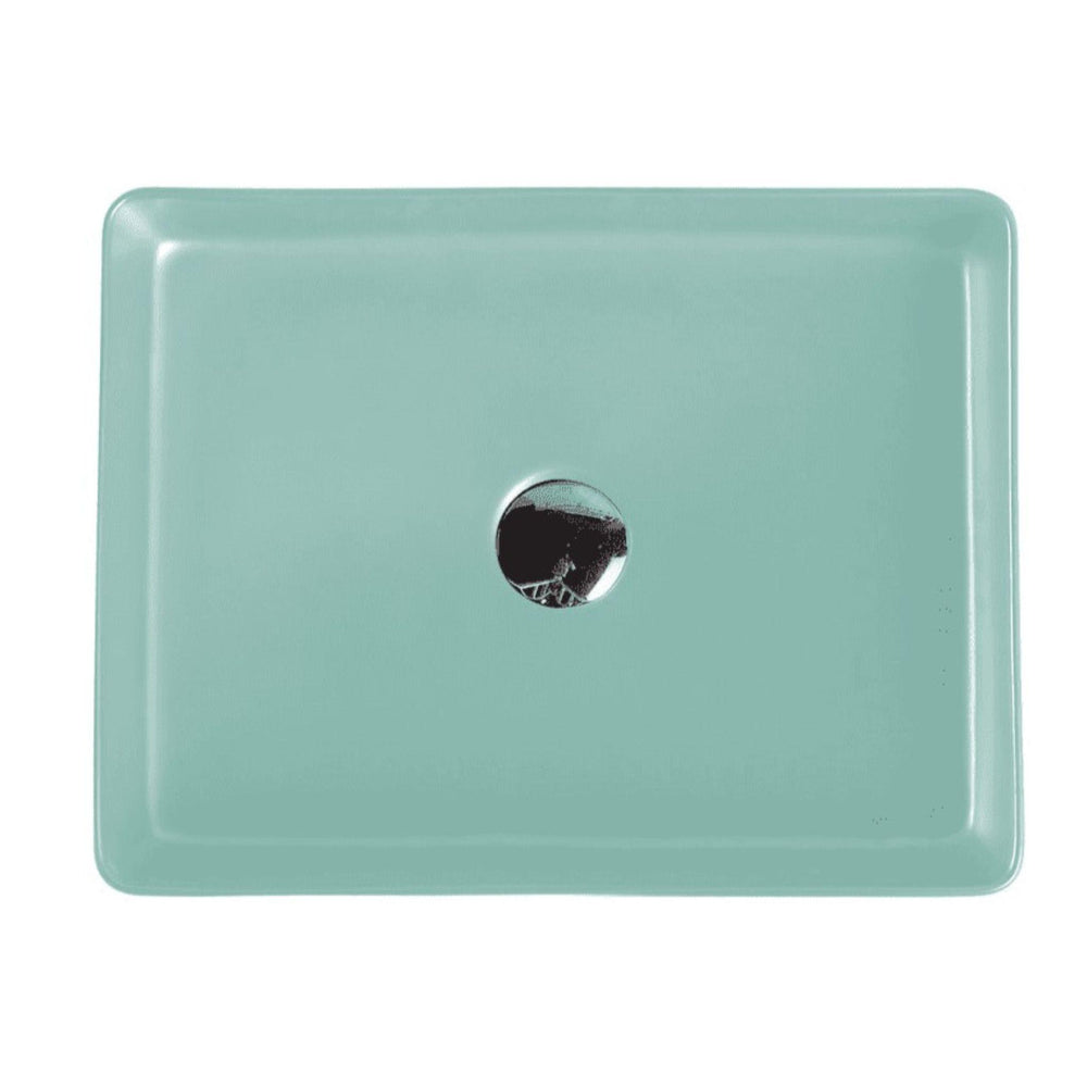 MERCIO ETNA RECTANGULAR ABOVE COUNTER ART BASIN ANTIQUE GREEN 470MM