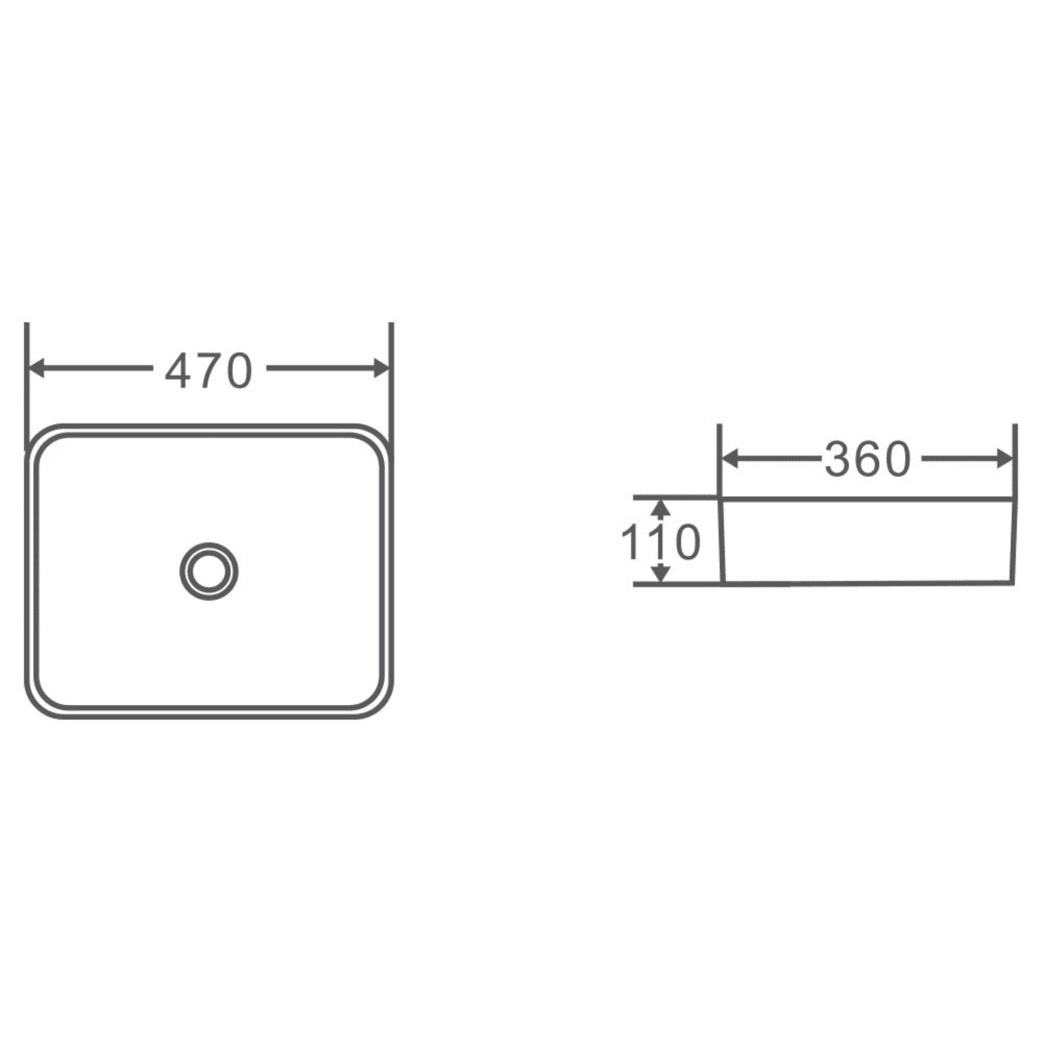 MERCIO ETNA RECTANGULAR ABOVE COUNTER ART BASIN TANGO GREY 470MM