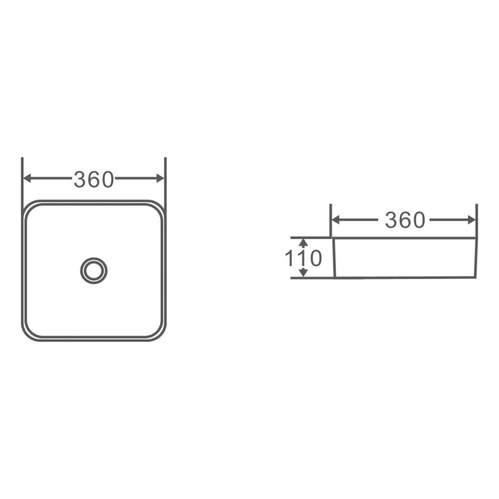 MERCIO ETNA SQUARE ABOVE COUNTER ART BASIN NERO GREY 360MM