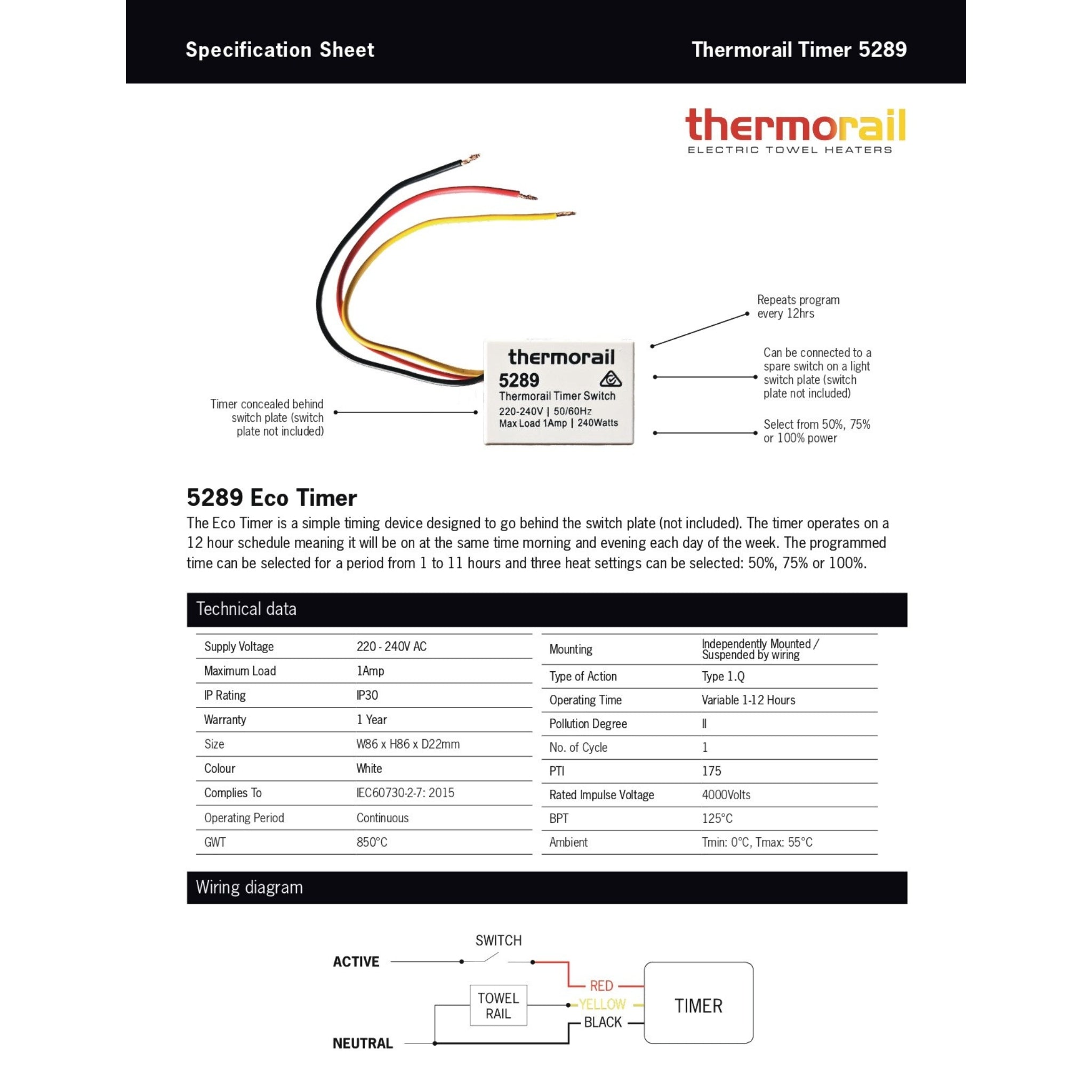 THERMOGROUP ECO TIMER WHITE