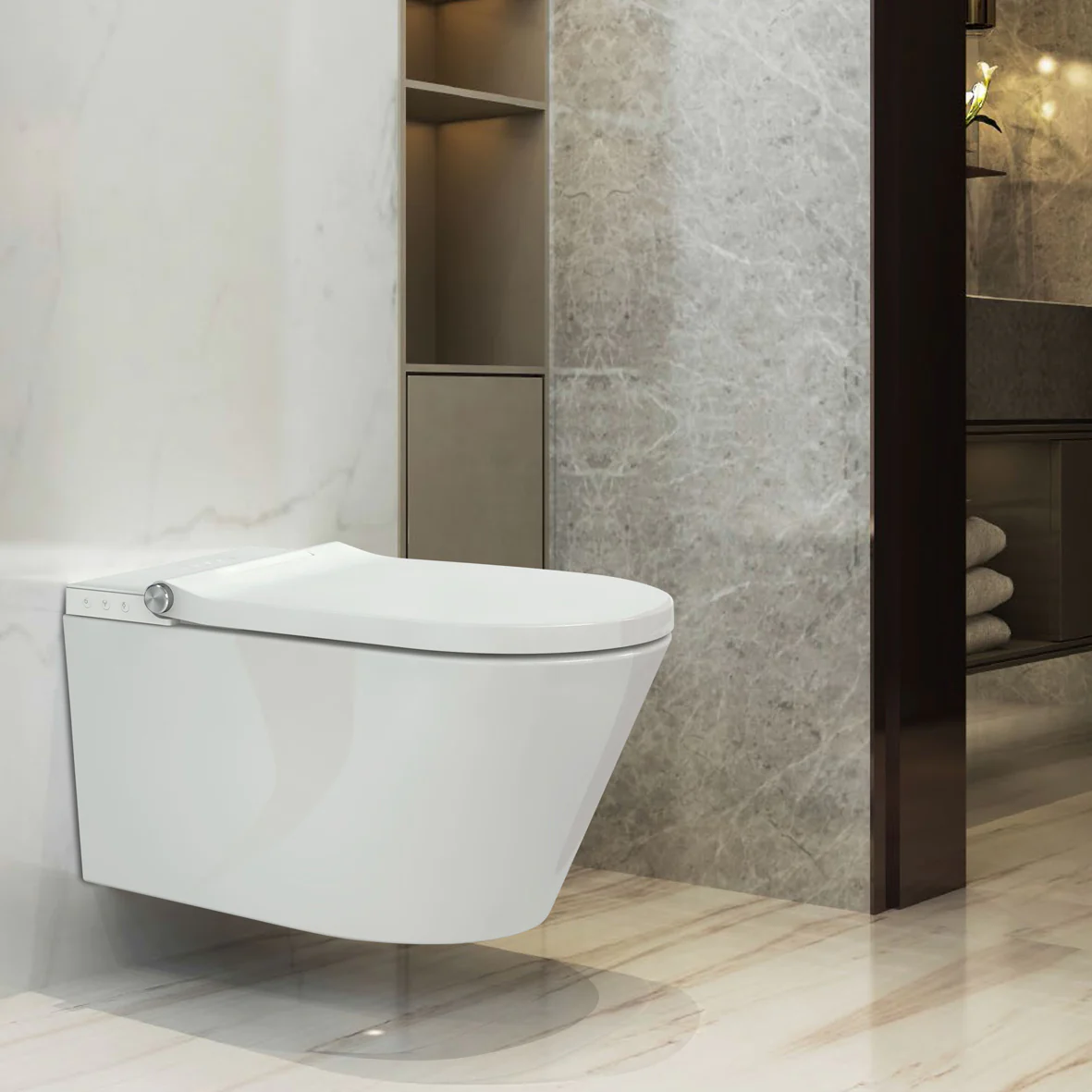 VEROTTI ETERNITY X INTEGRATED INTELLIGENT WALL HUNG TOILET AND REMOTE WASHLET PACKAGE GLOSS WHITE