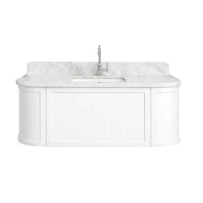 TURNER HASTINGS EVARA WHITE 1200MM SINGLE BOWL WALL HUNG VANITY WITH REAL MARBLE TOP & CERAMIC UNDERCOUNTER BASIN