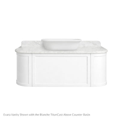 TURNER HASTINGS EVARA WHITE 1200MM SINGLE BOWL WALL HUNG VANITY WITH REAL MARBLE TOP & ABOVE COUNTER BASIN