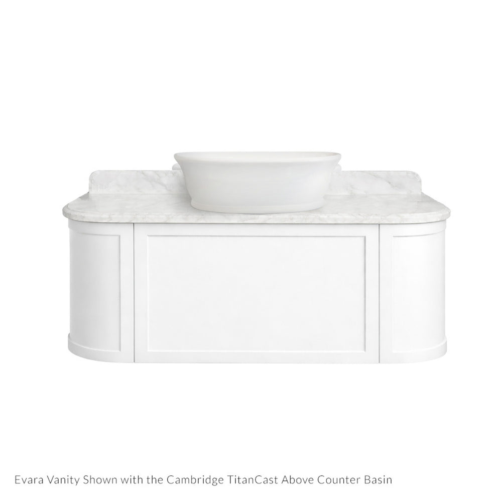 TURNER HASTINGS EVARA WHITE 1200MM SINGLE BOWL WALL HUNG VANITY WITH REAL MARBLE TOP & ABOVE COUNTER BASIN
