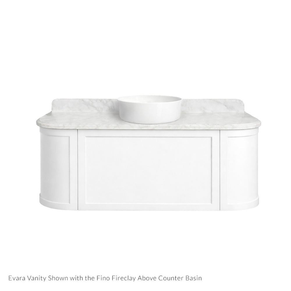 TURNER HASTINGS EVARA WHITE 1200MM SINGLE BOWL WALL HUNG VANITY WITH REAL MARBLE TOP & ABOVE COUNTER BASIN