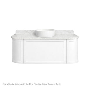 TURNER HASTINGS EVARA WHITE 1200MM SINGLE BOWL WALL HUNG VANITY WITH REAL MARBLE TOP & ABOVE COUNTER BASIN