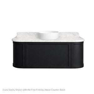 TURNER HASTINGS EVARA VOLCANIC ASH 1200MM SINGLE BOWL WALL HUNG VANITY WITH REAL MARBLE TOP & ABOVE COUNTER BASIN