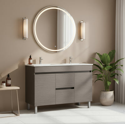 POSEIDON EVIE DARK BROWN 1200MM DOUBLE BOWL FLOOR STANDING VANITY