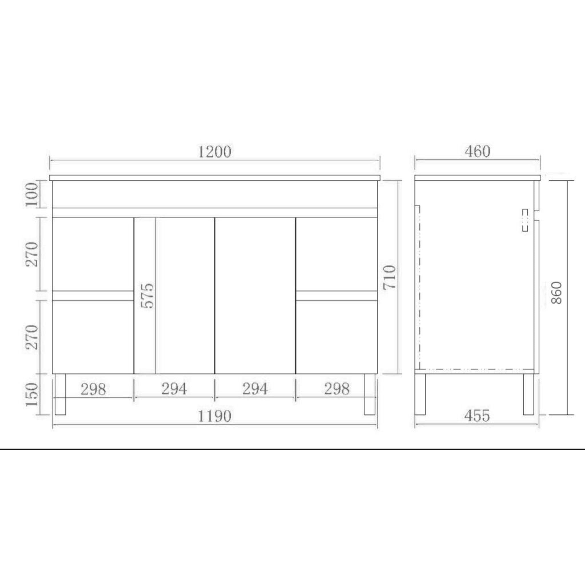 POSEIDON EVIE OAK 1200MM SINGLE BOWL FLOOR STANDING VANITY