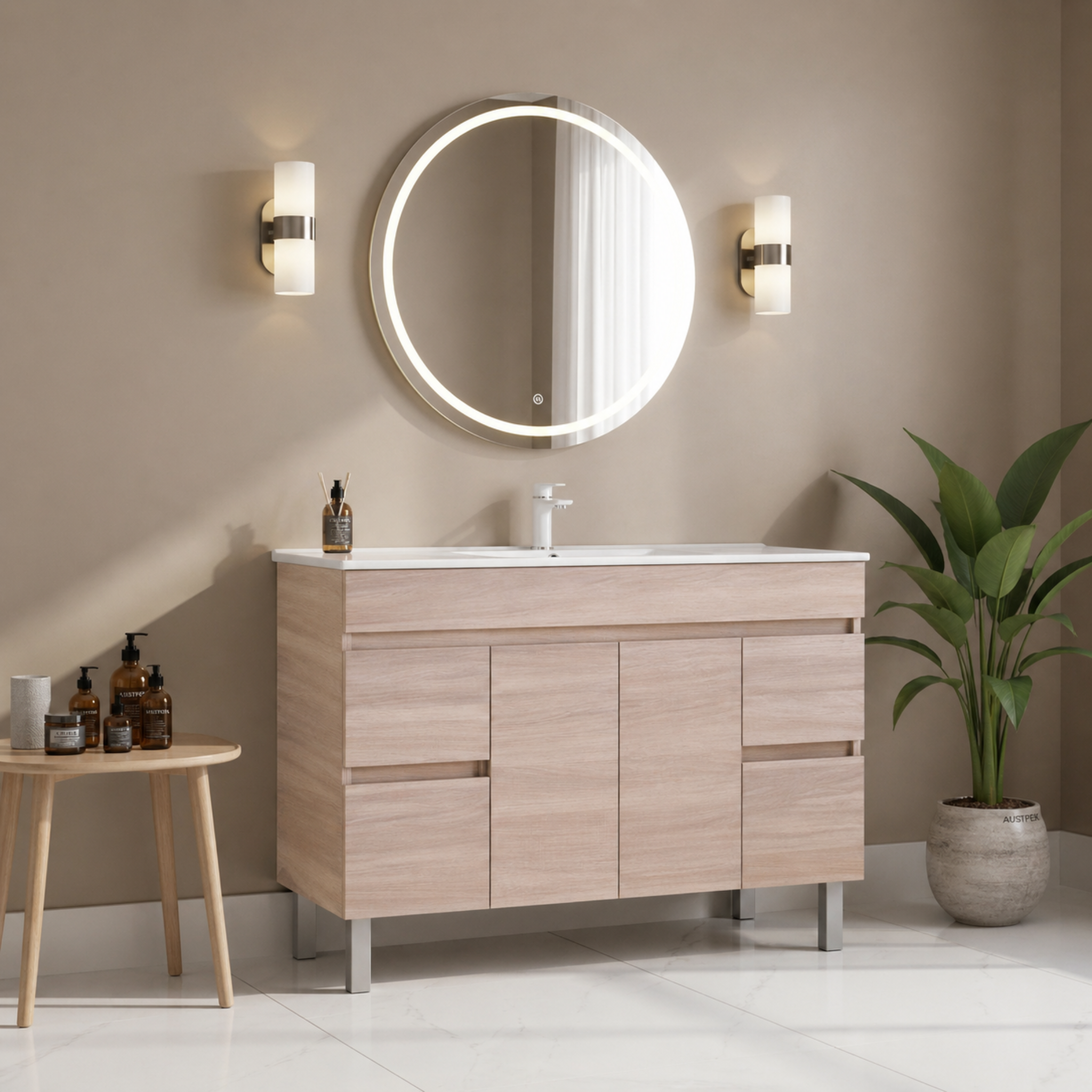 POSEIDON EVIE OAK 1200MM SINGLE BOWL FLOOR STANDING VANITY