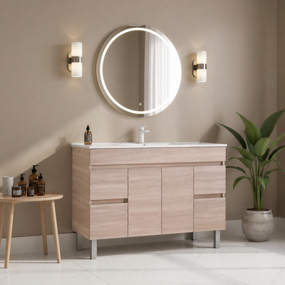POSEIDON EVIE OAK 1200MM SINGLE BOWL FLOOR STANDING VANITY