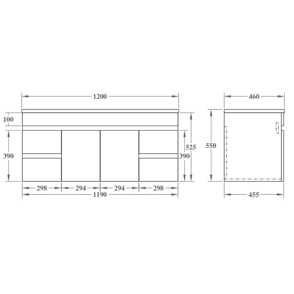 POSEIDON EVIE OAK 1200MM SINGLE BOWL WALL HUNG VANITY