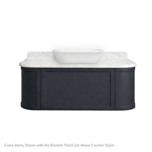 TURNER HASTINGS EVARA AEGEAN BLUE 1200MM SINGLE BOWL WALL HUNG VANITY WITH REAL MARBLE TOP & ABOVE COUNTER BASIN