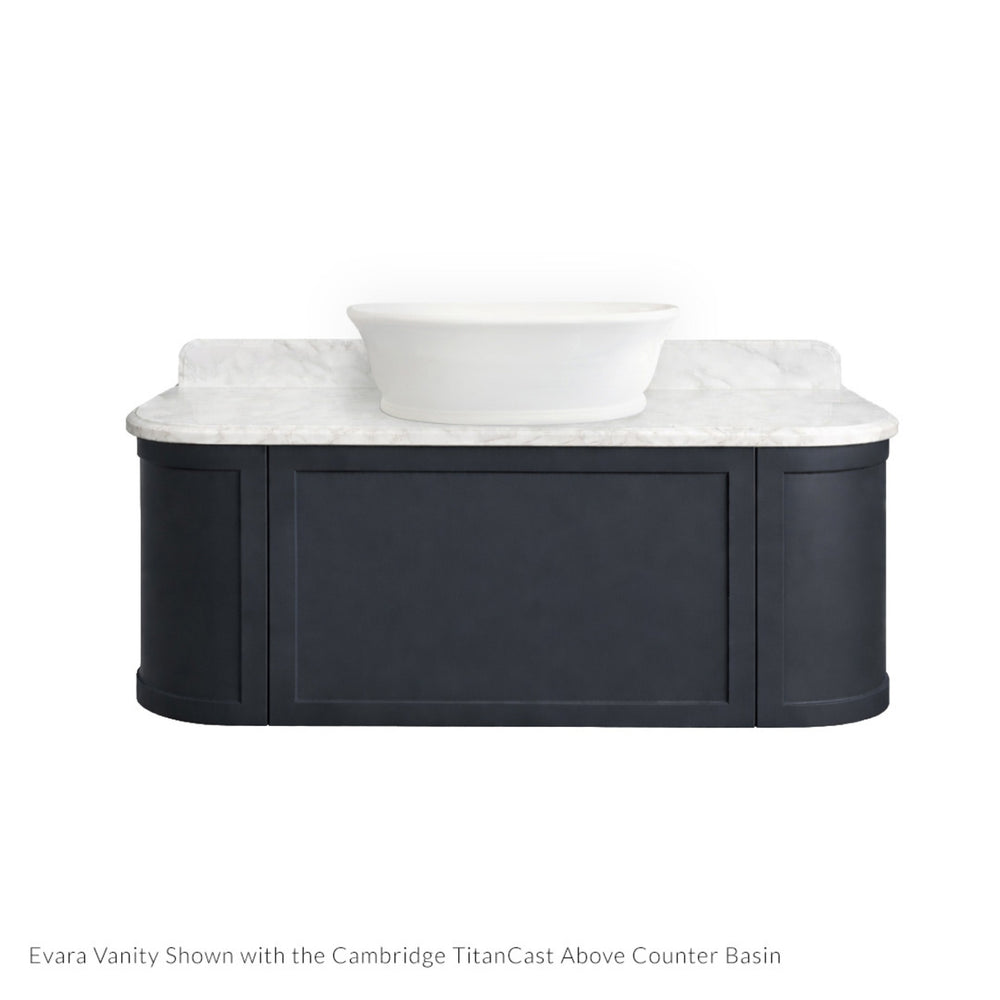 TURNER HASTINGS EVARA AEGEAN BLUE 1200MM SINGLE BOWL WALL HUNG VANITY WITH REAL MARBLE TOP & ABOVE COUNTER BASIN