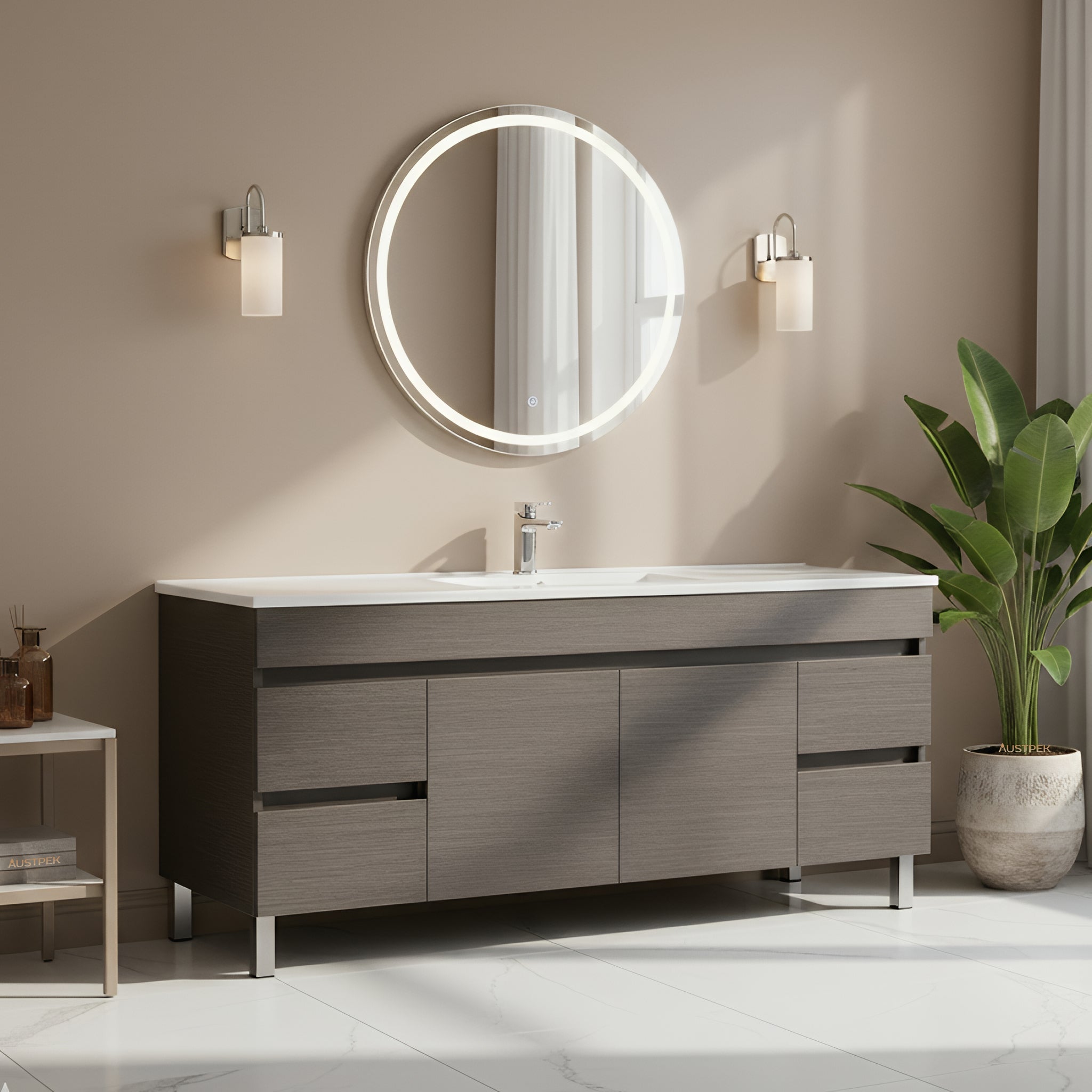 POSEIDON EVIE DARK BROWN 1500MM FLOOR STANDING VANITY