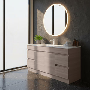 POSEIDON EVIE OAK 1500MM SINGLE BOWL FLOOR STANDING VANITY WITH KICKBOARD