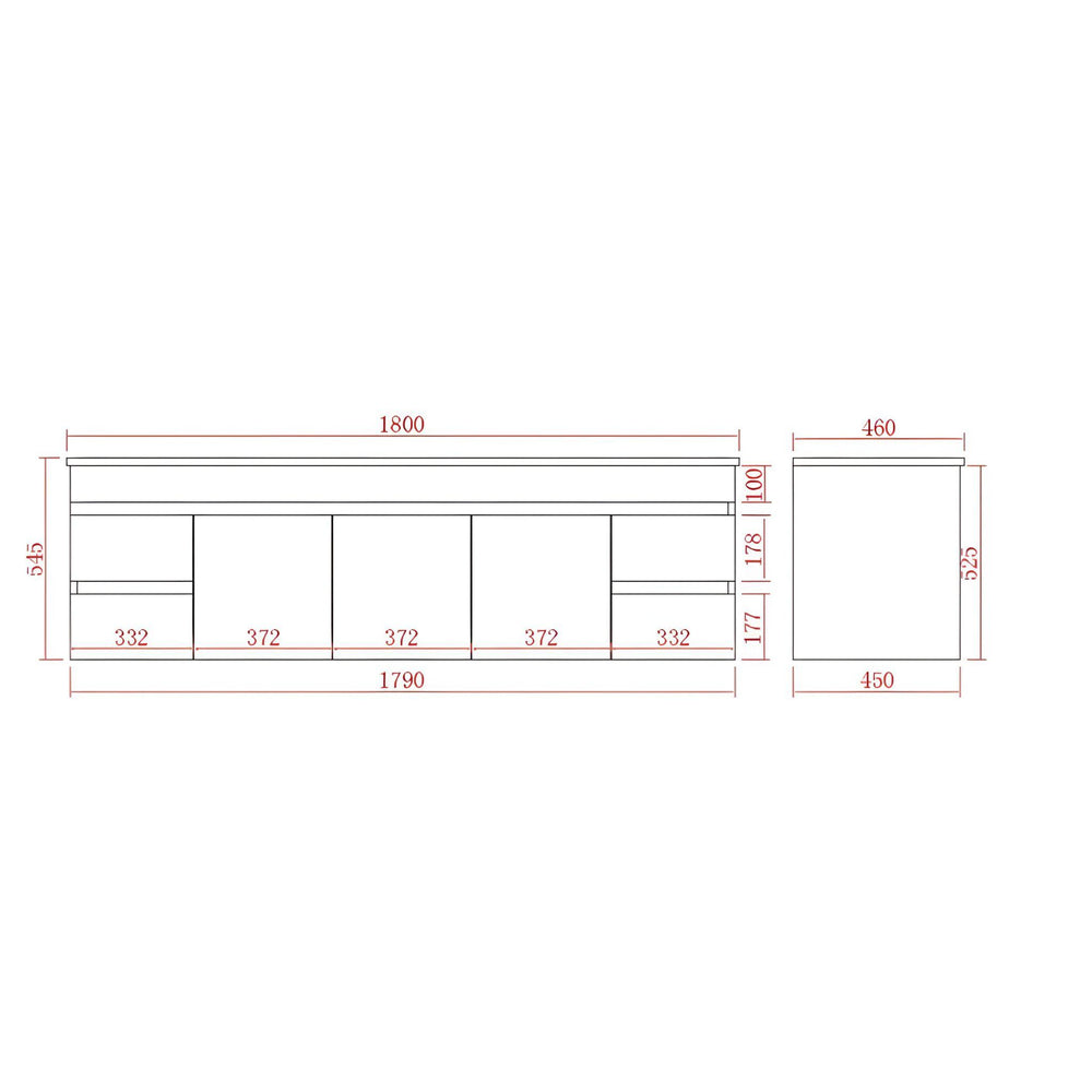 POSEIDON EVIE OAK 1800MM DOUBLE BOWL WALL HUNG VANITY