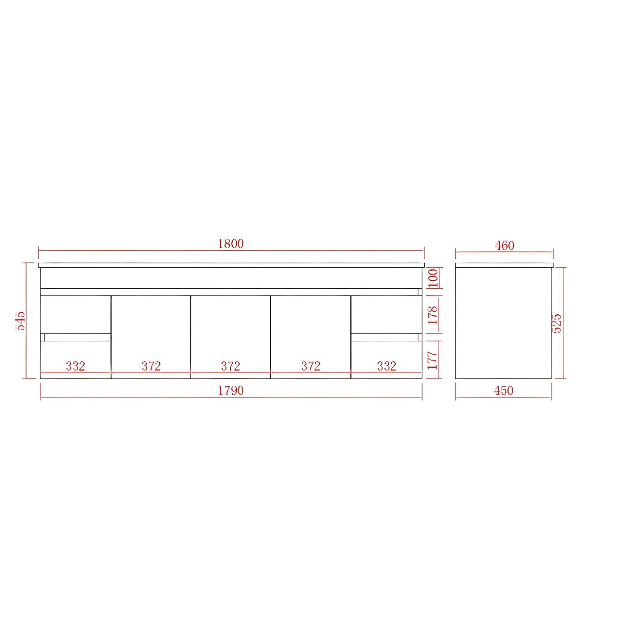 POSEIDON EVIE OAK 1800MM DOUBLE BOWL WALL HUNG VANITY