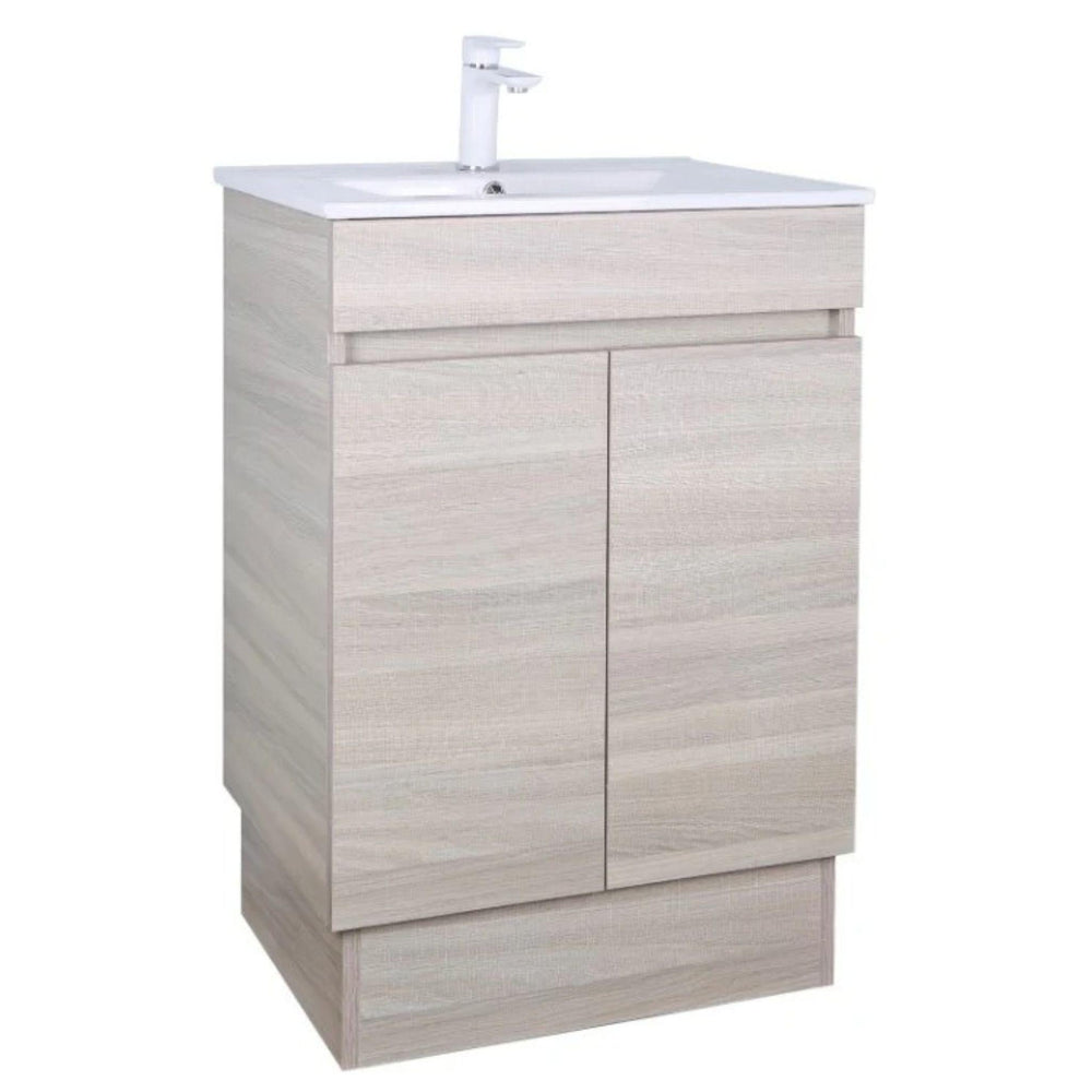 POSEIDON EVIE OAK 600MM SINGLE BOWL FLOOR STANDING VANITY WITH KICKBOARD