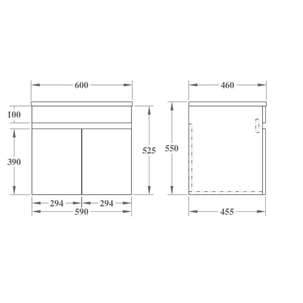POSEIDON EVIE DARK BROWN 600MM WALL HUNG VANITY
