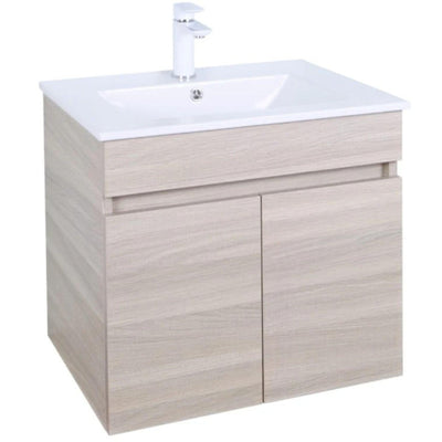 POSEIDON EVIE OAK 600MM SINGLE BOWL WALL HUNG VANITY
