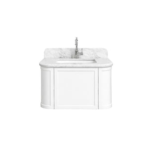 TURNER HASTINGS EVARA WHITE 750MM SINGLE BOWL WALL HUNG VANITY WITH REAL MARBLE TOP & CERAMIC UNDERCOUNTER BASIN