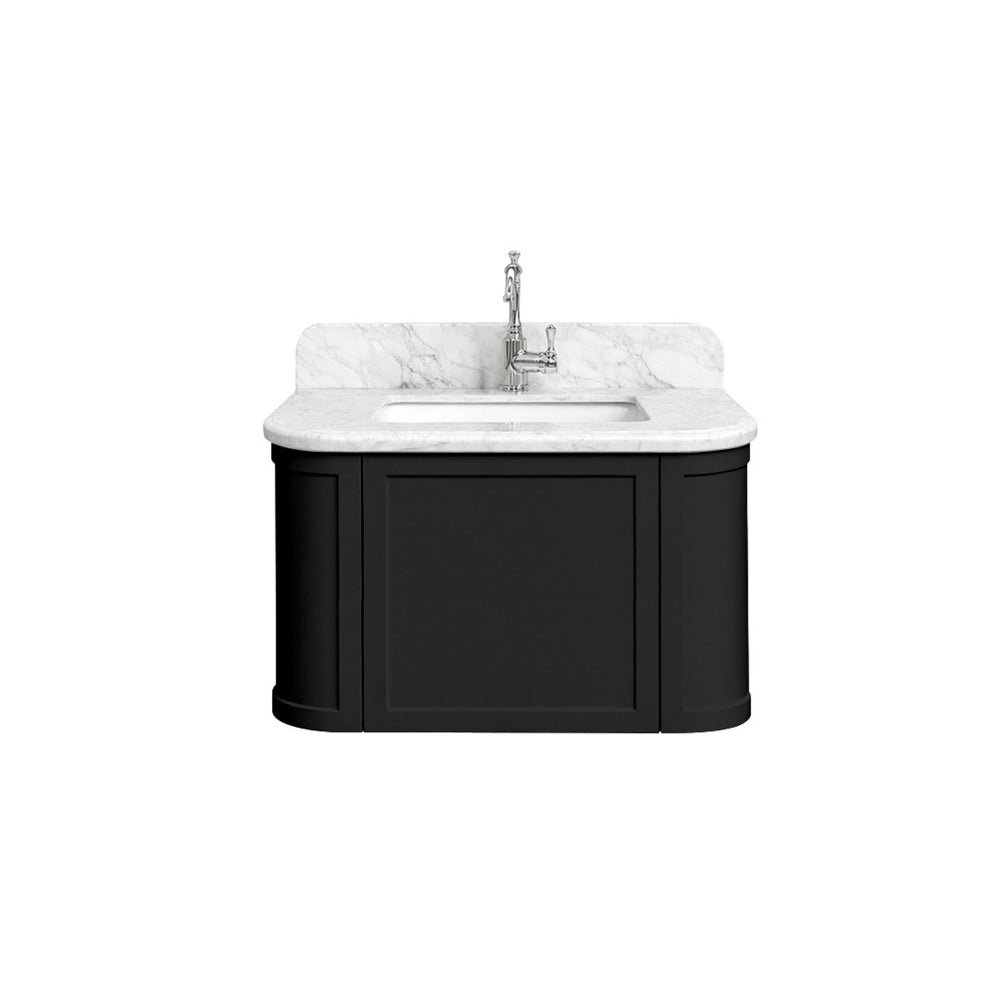 TURNER HASTINGS EVARA VOLCANIC ASH 750MM SINGLE BOWL WALL HUNG VANITY WITH REAL MARBLE TOP & CERAMIC UNDERCOUNTER BASIN