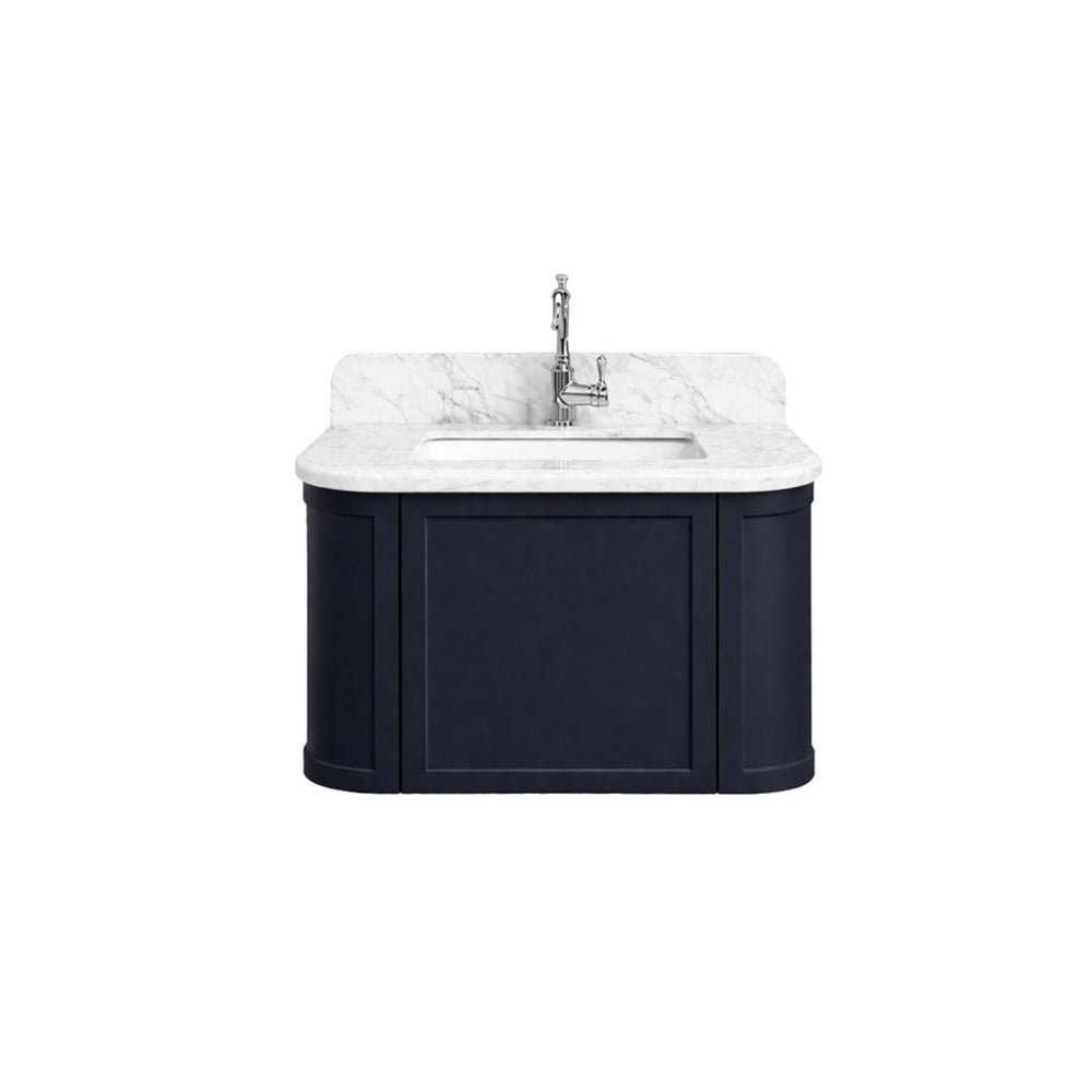 TURNER HASTINGS EVARA AEGEAN BLUE 750MM SINGLE BOWL WALL HUNG VANITY WITH REAL MARBLE TOP & CERAMIC UNDERCOUNTER BASIN