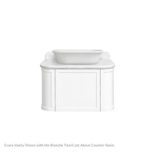 TURNER HASTINGS EVARA WHITE 750MM SINGLE BOWL WALL HUNG VANITY WITH REAL MARBLE TOP & ABOVE COUNTER BASIN