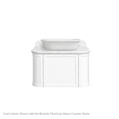 TURNER HASTINGS EVARA WHITE 750MM SINGLE BOWL WALL HUNG VANITY WITH REAL MARBLE TOP & ABOVE COUNTER BASIN
