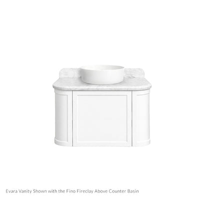 TURNER HASTINGS EVARA WHITE 750MM SINGLE BOWL WALL HUNG VANITY WITH REAL MARBLE TOP & ABOVE COUNTER BASIN
