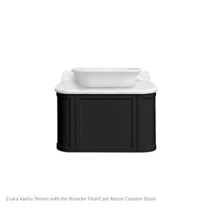 TURNER HASTINGS EVARA VOLCANIC ASH 750MM SINGLE BOWL WALL HUNG VANITY WITH REAL MARBLE TOP & ABOVE COUNTER BASIN
