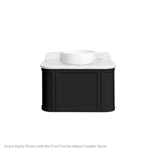 TURNER HASTINGS EVARA VOLCANIC ASH 750MM SINGLE BOWL WALL HUNG VANITY WITH REAL MARBLE TOP & ABOVE COUNTER BASIN