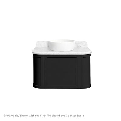 TURNER HASTINGS EVARA VOLCANIC ASH 750MM SINGLE BOWL WALL HUNG VANITY WITH REAL MARBLE TOP & ABOVE COUNTER BASIN