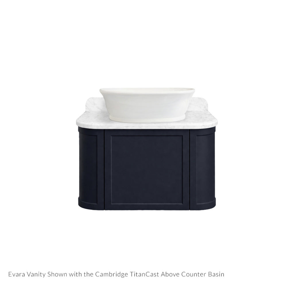 TURNER HASTINGS EVARA AEGEAN BLUE 750MM SINGLE BOWL WALL HUNG VANITY WITH REAL MARBLE TOP & ABOVE COUNTER BASIN