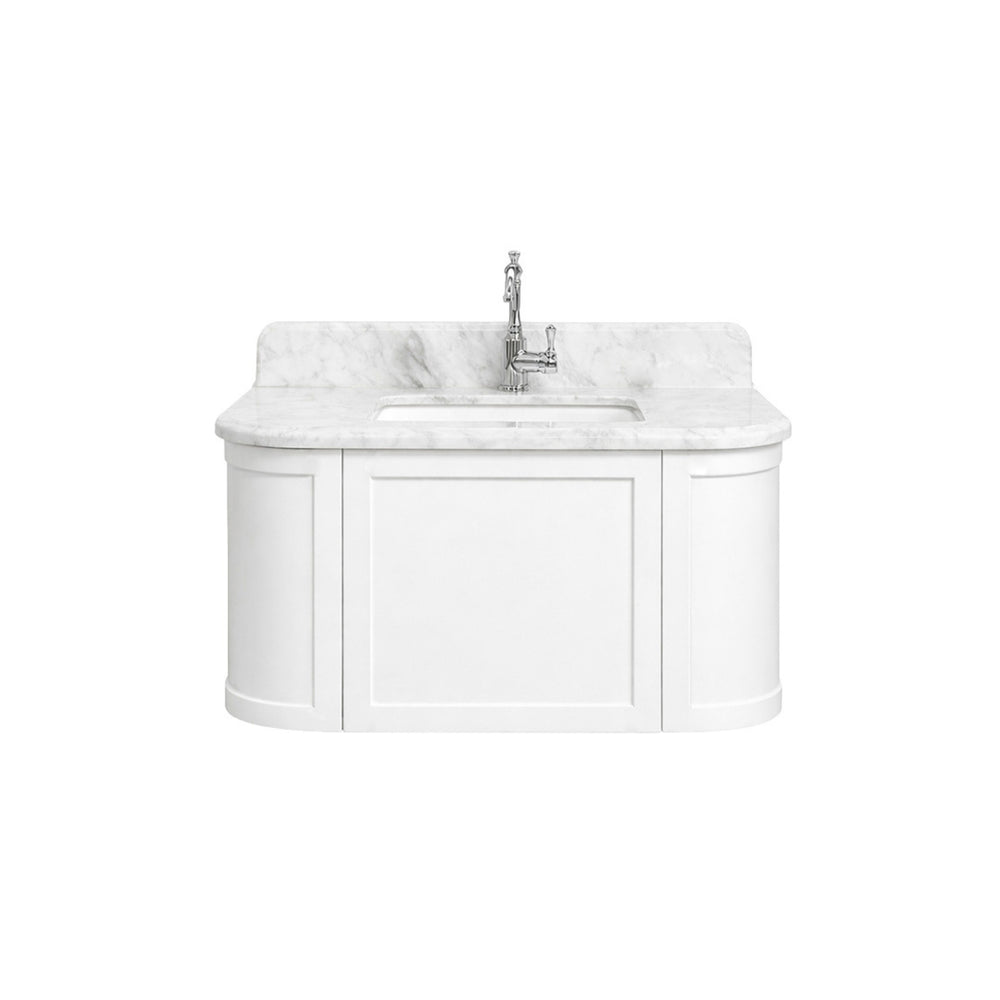 TURNER HASTINGS EVARA WHITE 900MM SINGLE BOWL WALL HUNG VANITY WITH REAL MARBLE TOP & CERAMIC UNDERCOUNTER BASIN