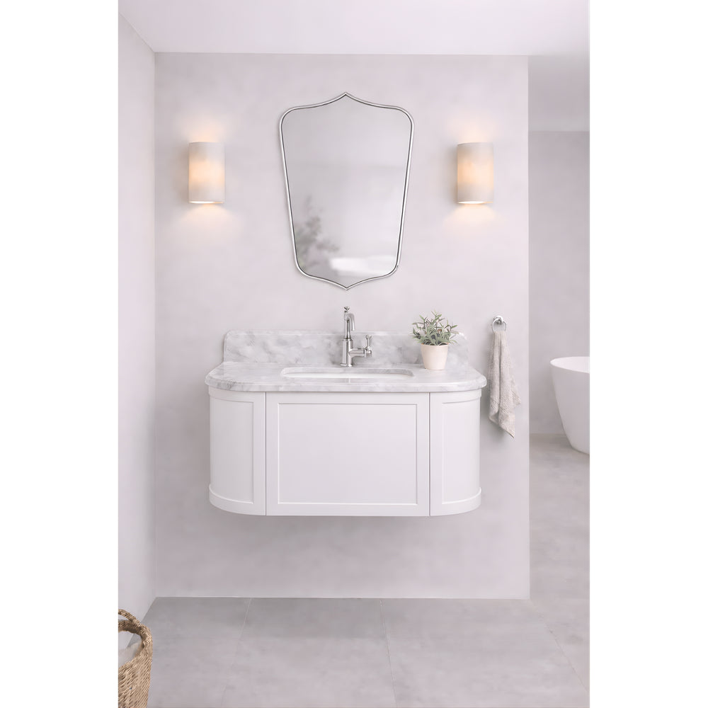 TURNER HASTINGS EVARA WHITE 900MM SINGLE BOWL WALL HUNG VANITY WITH REAL MARBLE TOP & CERAMIC UNDERCOUNTER BASIN