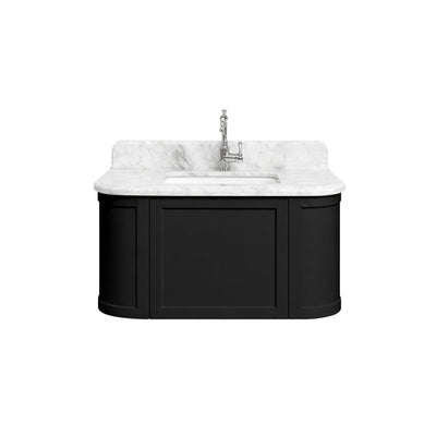 TURNER HASTINGS EVARA VOLCANIC ASH 900MM SINGLE BOWL WALL HUNG VANITY WITH REAL MARBLE TOP & CERAMIC UNDERCOUNTER BASIN