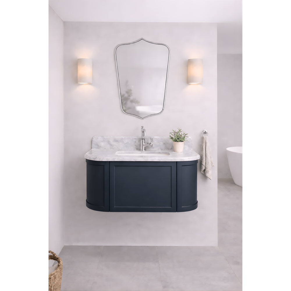 TURNER HASTINGS EVARA AEGEAN BLUE 900MM SINGLE BOWL WALL HUNG VANITY WITH REAL MARBLE TOP & CERAMIC UNDERCOUNTER BASIN