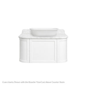 TURNER HASTINGS EVARA WHITE 900MM SINGLE BOWL WALL HUNG VANITY WITH REAL MARBLE TOP & ABOVE COUNTER BASIN