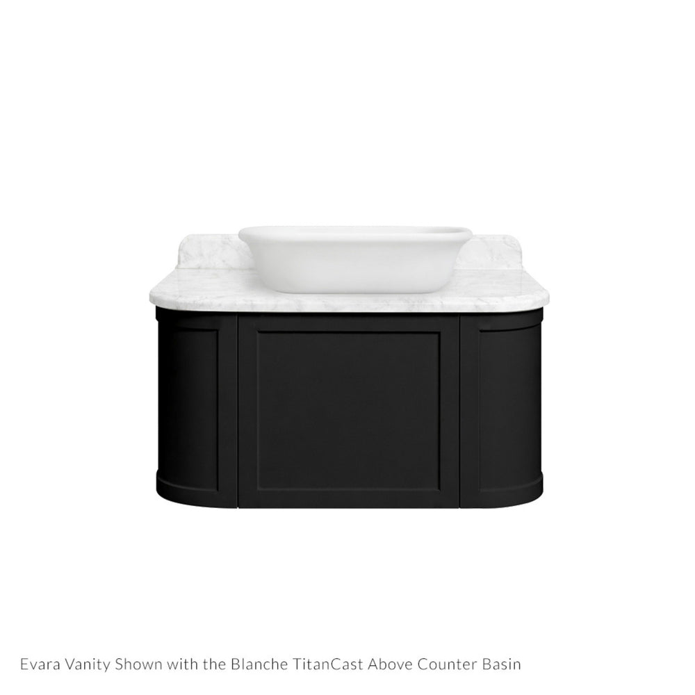 TURNER HASTINGS EVARA VOLCANIC ASH 900MM SINGLE BOWL WALL HUNG VANITY WITH REAL MARBLE TOP & ABOVE COUNTER BASIN
